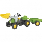 Traktor na pedale Rolly kid sa prikolicom i kašikom zeleni