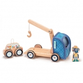 Lilliputiens Drveni kamion sa dizalicom i figuricama