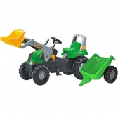 Traktor Junior sa kašikom i prikolicom zeleni
